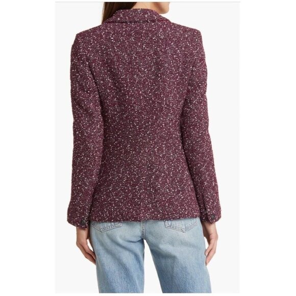 NWT RAG & BONE "Preston" Burgundy Tweed Boucle Double Breasted Blazer Jacket 2 - Picture 7 of 16